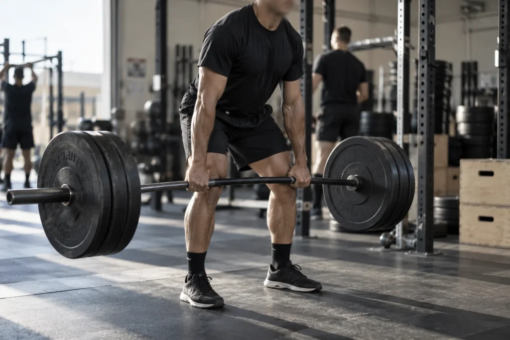 Soldier performing a deadlift during fitness training